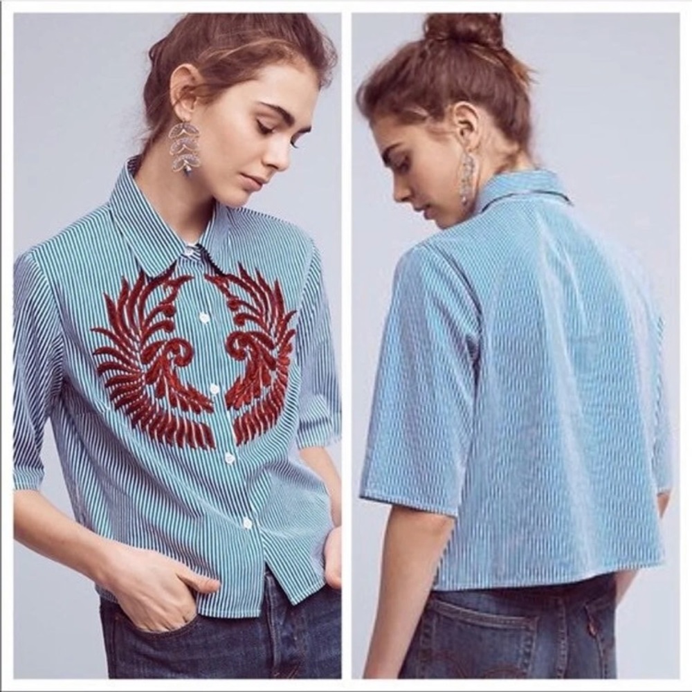 Anthropologie Hemant & Nandita Top Shirt Button